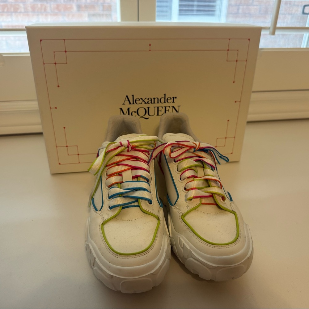 Alexander McQueen White Sneakers with Colorful Accents